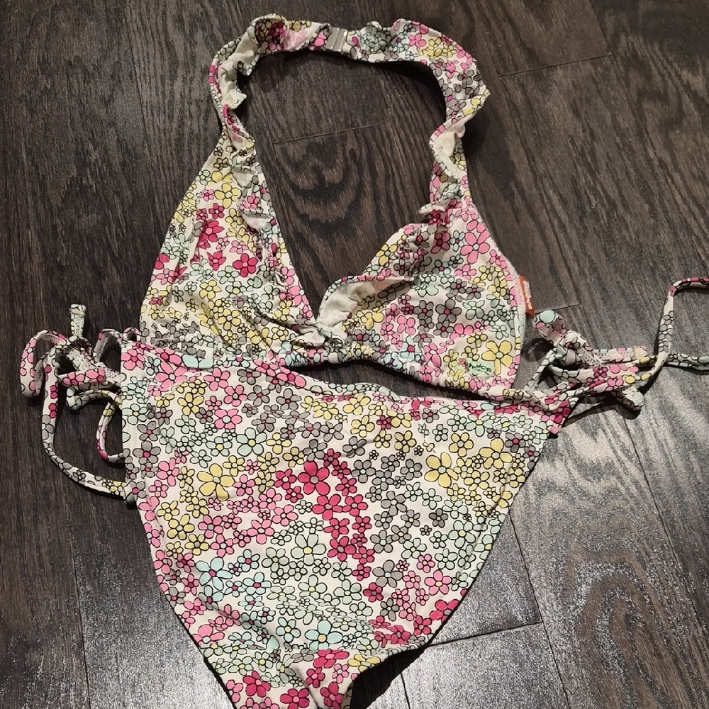 Calvin Klein Floral Bikini with Pink and Yellow Accents